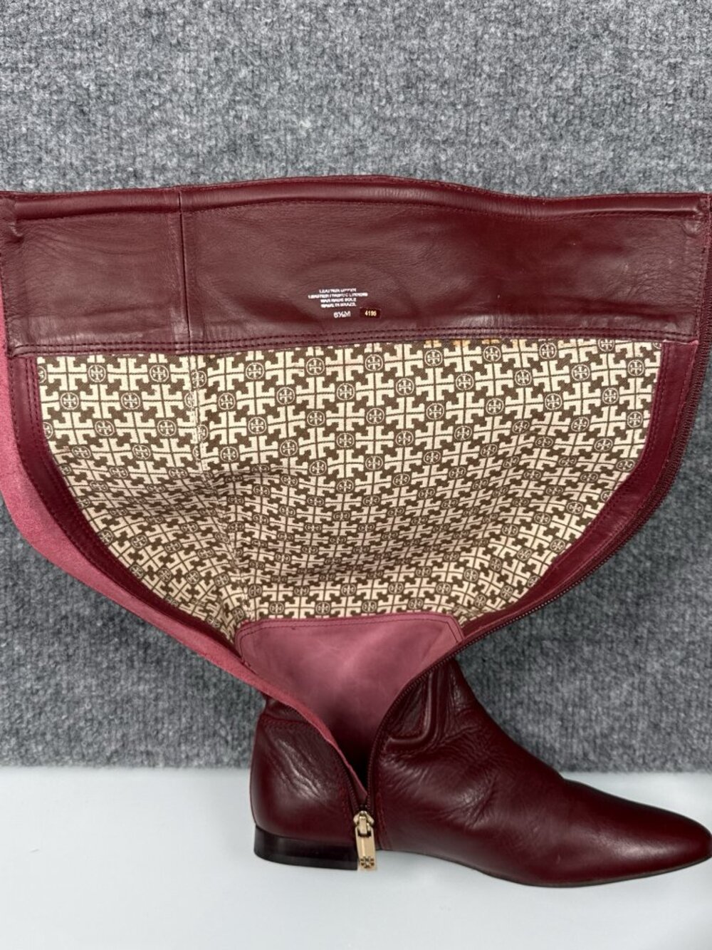 Tory Burch Classic Tall Riding Boot Burgundy Women's 6.5 - Picture 7 of 13